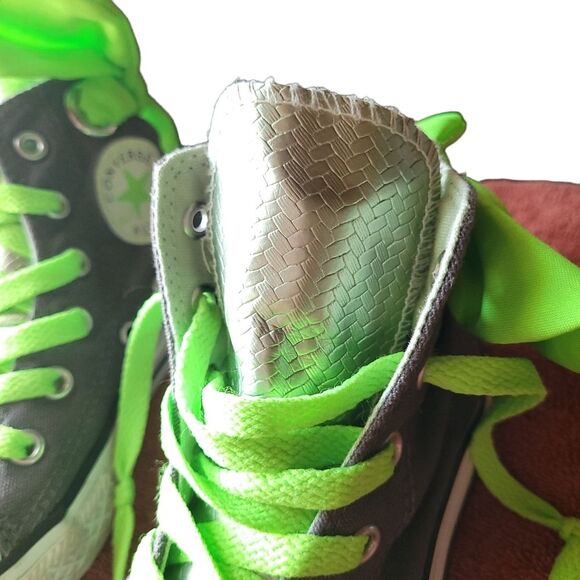 Converse All Star Hi Bow Back Snakeskin Neon Green Lace Up High Top Sneaker 11 - Picture 9 of 13